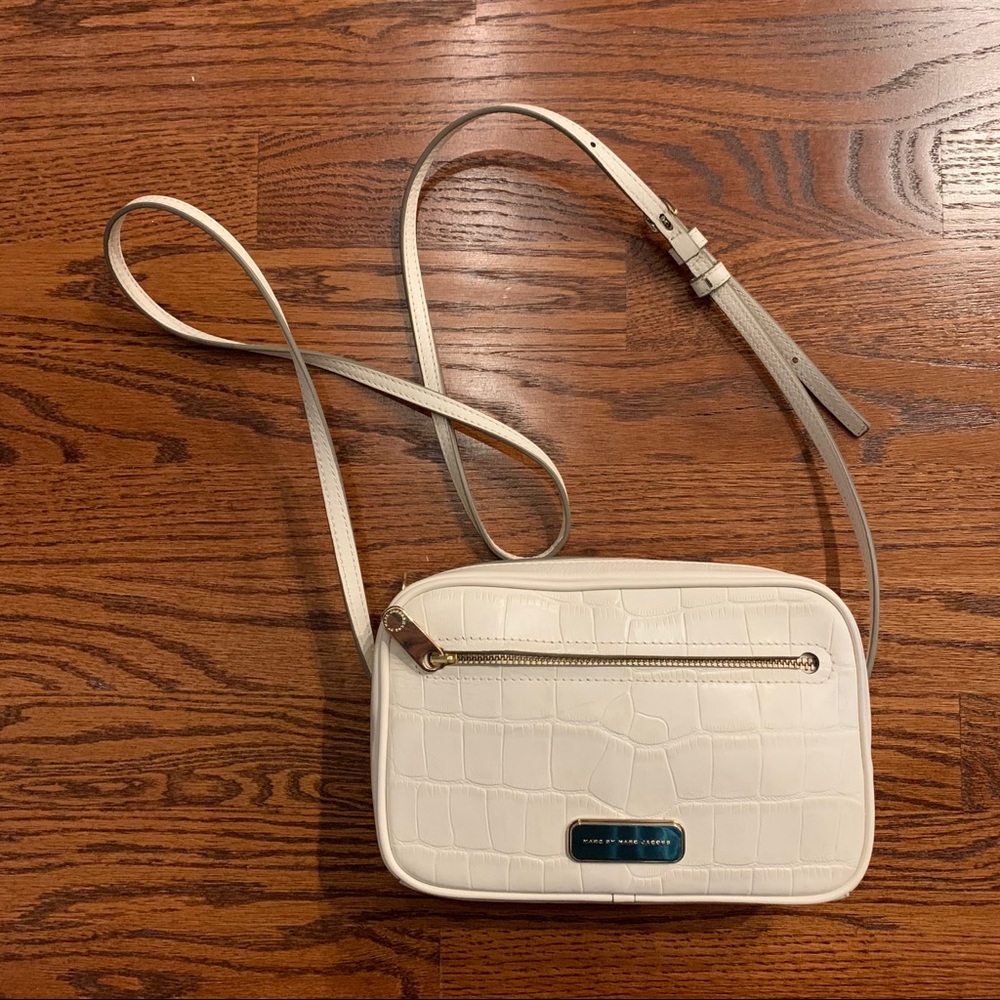 NEW Off White Leather Croco Crossbody Bag